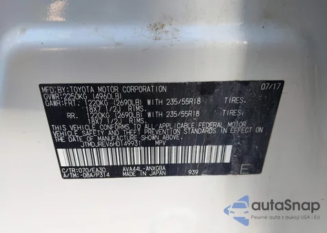 2017 Toyota Rav4 Hybrid Limited z USA, uszkodzony, nr VIN JTMDJREV6HD149931